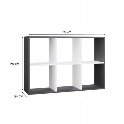 REGALE MALAX 2X3 | 6 FÄCHER ANTHRAZIT/WEISS | 110X75X30 CM | KINDERZIMMER