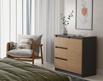 KOMMODE 1 TÜREN 3 SCHUBLADEN